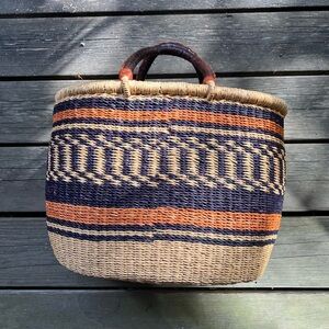African hand woven shopping basket bag